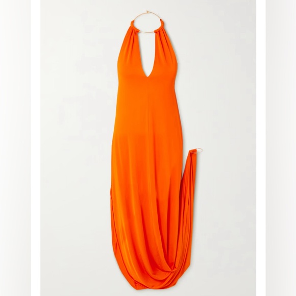 New Cult Gaia Luna Embellished Draped Stretch-jersey Gown Orange Sz Small 0 - Picture 2 of 5